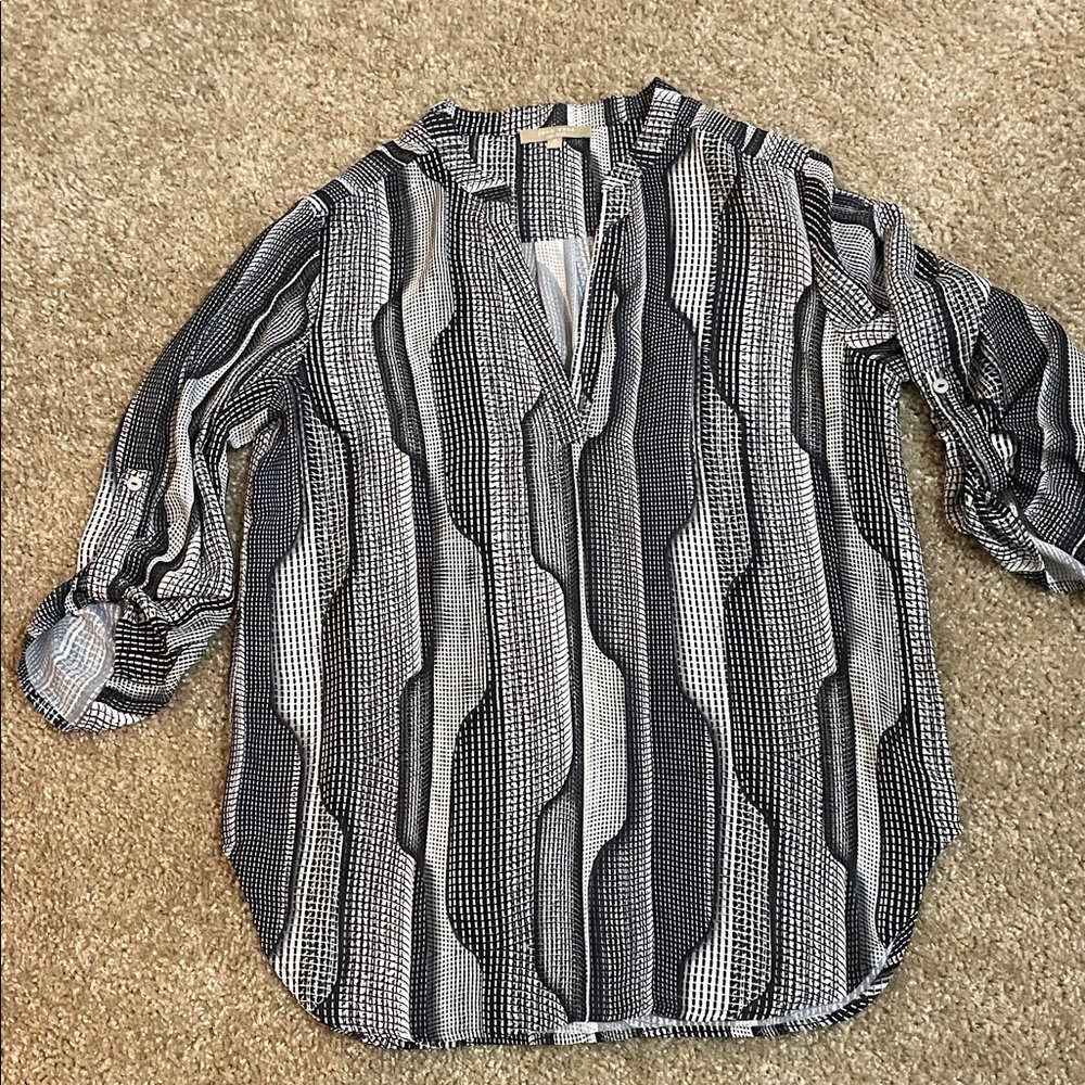 Joan Vass Monochrome Striped Blouse